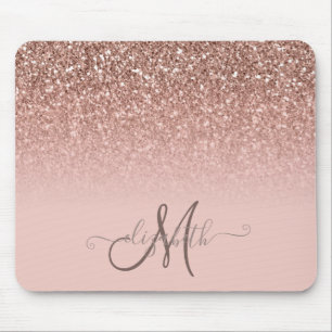 Modern Glitter Sequin Ombre Cool Monogram Mouse Mat