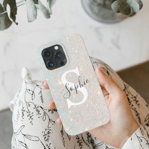 Modern Glitter Spark Personal Initial Girly Ca iPhone 13 Pro Case