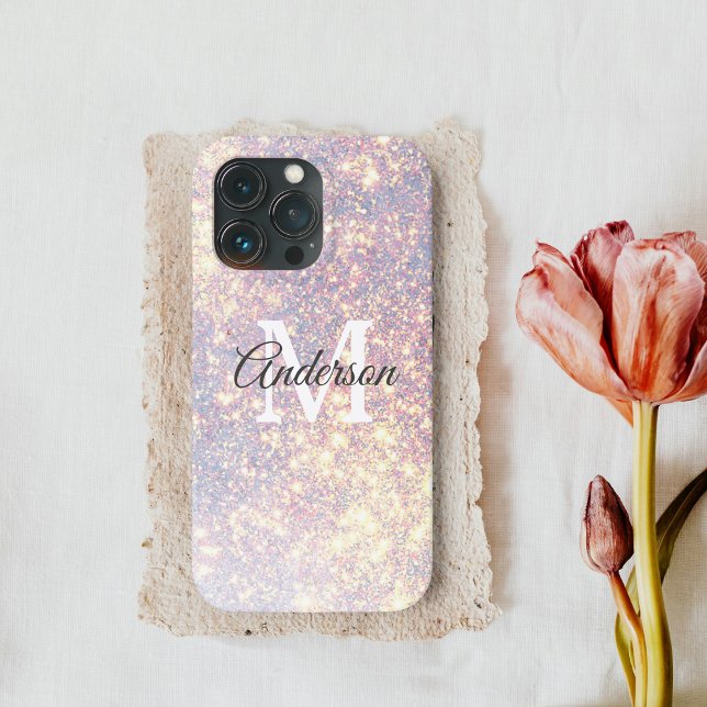 Modern Glitter Spark  | Personal Initial Girly  Case-Mate iPhone Case (Creator Uploaded)