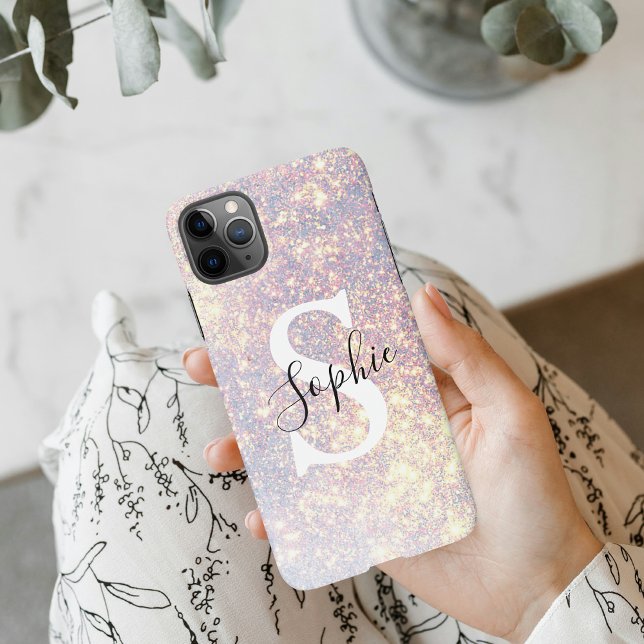 Modern Glitter Spark  | Personal Initial Girly  iP iPhone Case (Creator Uploaded)