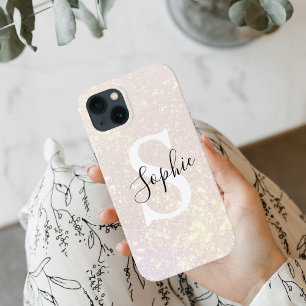 Modern Glitter Spark Personal Initial Girly iPhone 13 Case