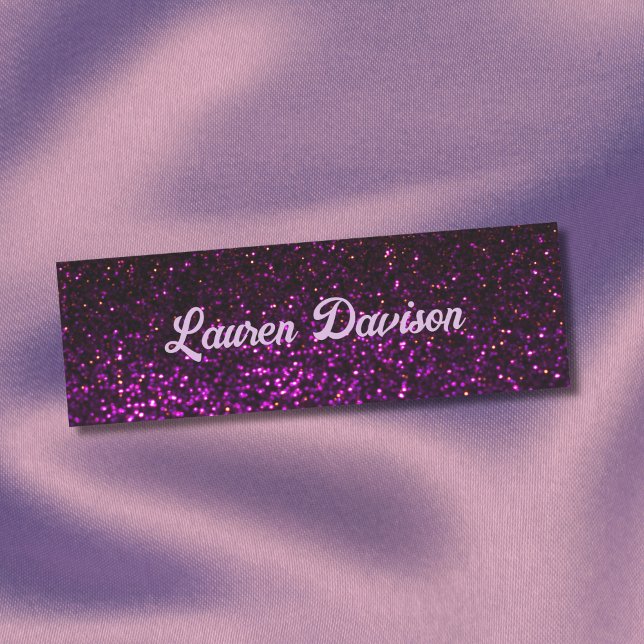 Modern Glitter Sparkle Script Purple Name Tag (Creator Uploaded)