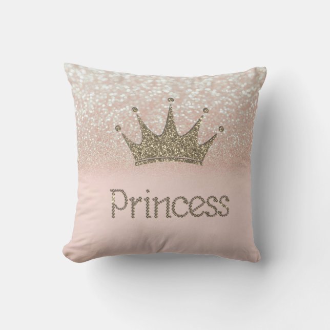 Modern Glitter Tiara,Princess, Glitter Bokeh Cushion (Front)