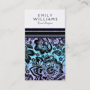 Modern Glitter & Vintage Black Damasks Business Card