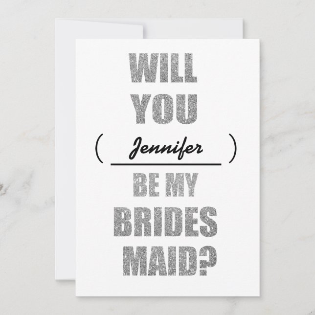 Modern Glitter Will You Be My Bridesmaid Invite (Front)