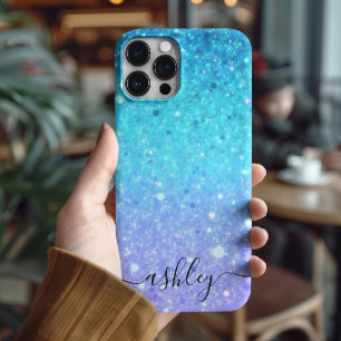 Modern Glittery Blue And Purple iPhone 16 Case