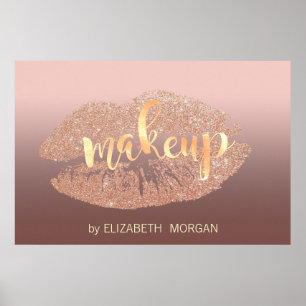 Modern  Glittery  Lips,Kiss,Makeup artist Poster