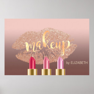 Modern Glittery Lips,Lipsticks ,Makeup artist Poster