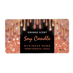 Modern glittery script  soy candle label