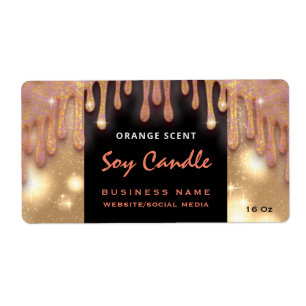 Modern glittery script soy candle label