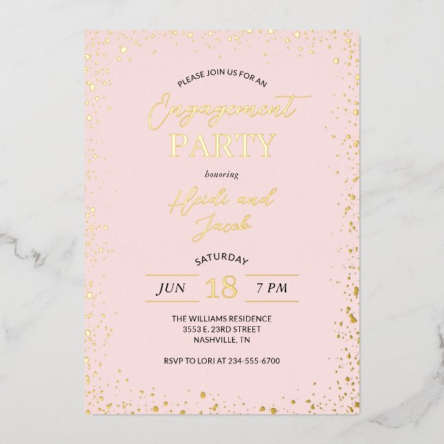 Modern Glitz Engagement Party Invitation Foil Invi (Front)