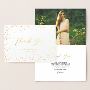 Modern Glitz Gold Foil Photo Thank You Card