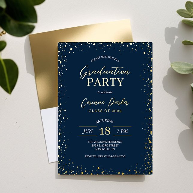 Modern Glitz Graduation Party Foil Invitation (Creator Uploaded)