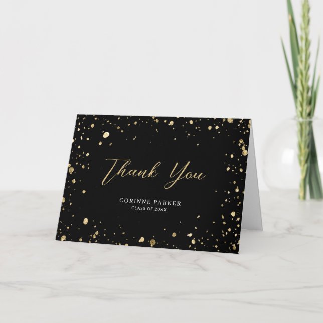 Modern Glitz Graduation Photo Thank You Card (Front)