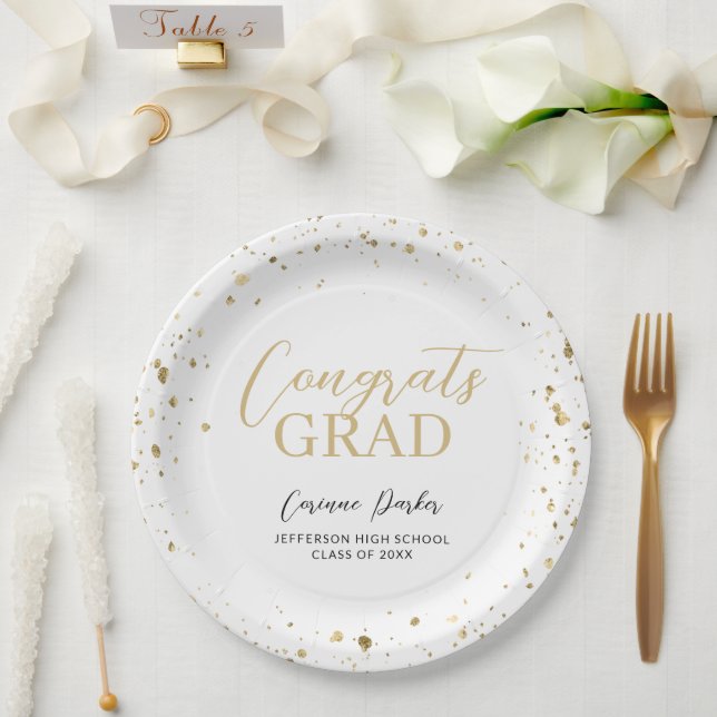 Modern Glitz Personalised Graduation Paper Plate (Wedding)