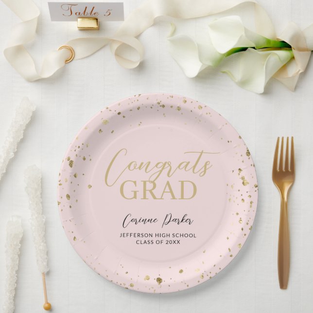 Modern Glitz Personalised Graduation Paper Plate (Wedding)
