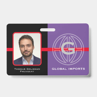 Modern Global Monogram Staff ID Badge