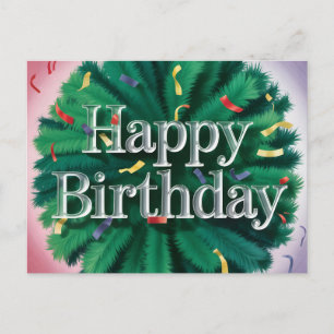 Modern Glossy Happy Birthday Typography Holiday Postcard