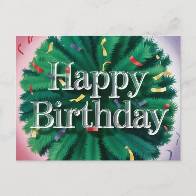 Modern Glossy Happy Birthday Typography Postcard (Front)