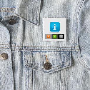 Modern Glossy Information Symbols 15 Cm Square Badge