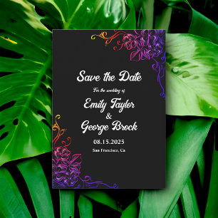 Modern Glow Neon Colours Roses Chic Floral Wedding Save The Date