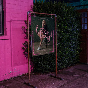 Modern Glow Script Pink Neon Wavy Graduate Photo Acrylic Sign