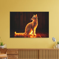 Modern glow tabby cat blue eyes fantasy art