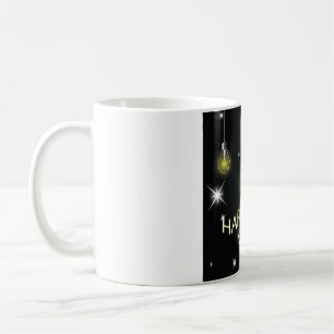 Modern Glowing Light Bulbs Happy New Year Coffee Mug