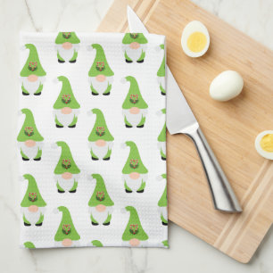 Modern Gnome Candy Cane Heart NAME Christmas Fun Tea Towel