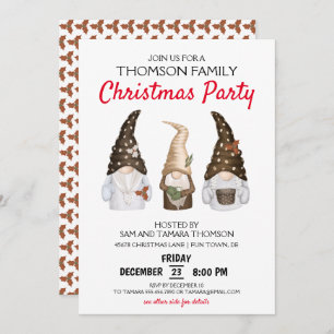 Modern Gnomes Festive Christmas Party Invitation