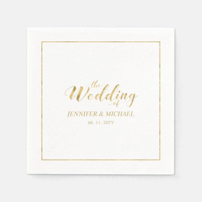 Modern God Script Wedding Reception Napkin (Front)