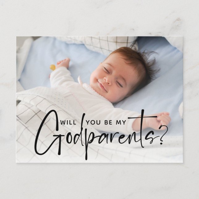 Modern Godparents Proposal Photo Postcard (Front)