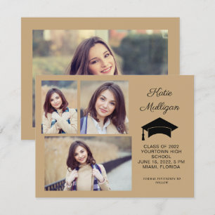 Modern Gold 4 Photo Graduation Save Date 2022