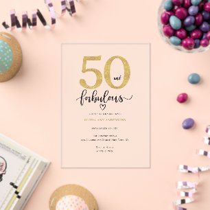 Modern Gold 50 Fabulous Birthday Acrylic Invitations