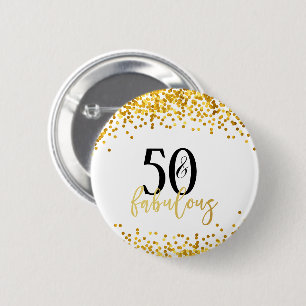 Modern Gold 50 & Fabulous Birthday Confetti Button