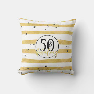 Modern Gold 50 & Fabulous Birthday Confetti Pillow