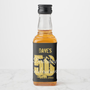 Modern Gold 50th Birthday Party Mini Liquor Favour Bottle Label