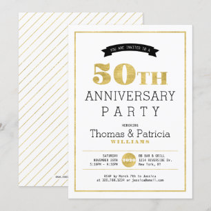 Modern Gold 50th Wedding Anniversary Invitation