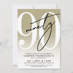 Modern Gold 90th Birthday Party Invitation