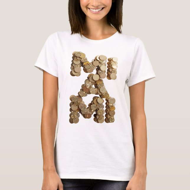 Modern Gold ABSTRACT ART Design T-Shirt (Front)