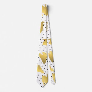Modern gold abstract brush polka dots pattern tie