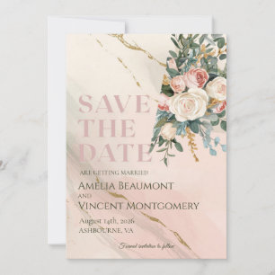 Modern Gold Abstract Floral Save the Date Wedding