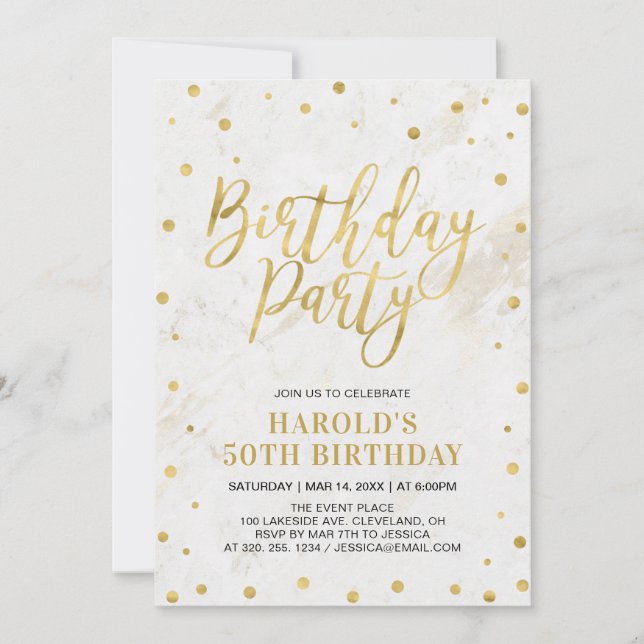 Modern Gold Adult 50th Birthday Party Invitation (Front)