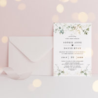 Modern Gold Airy Watercolour Greenery Wedding 