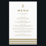 Modern Gold Anchor Nautical Wedding Menu Card<br><div class="desc">Modern and classic menu card perfect for nautical theme weddings and other events. It features a gold anchor illustration,  classic typography and stripes pattern. The texts are fully editable. Personalise by adding names,  date,  time and other menu details.</div>