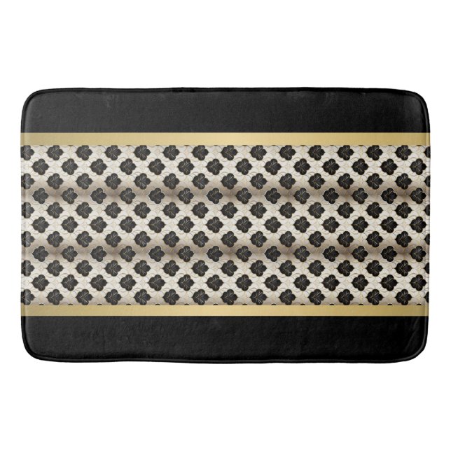 Modern Gold and Black Abstract Bath Mat (Front)