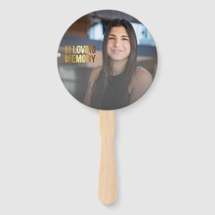 Modern Gold and Black Bold Photo Funeral Program Hand Fan