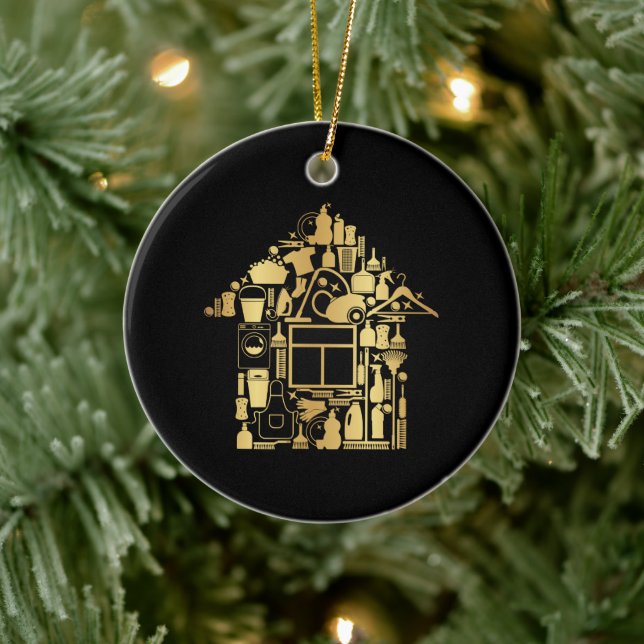Modern Gold And Black Cleaning Services Ceramic Tree Decoration (Tree)