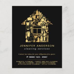 Modern Gold And Black Cleaning Services Flyer