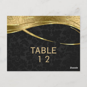 Modern Gold And Black Damask Postcard